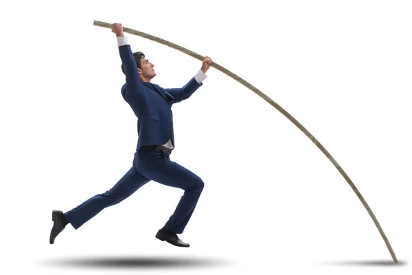 Businessman in pole vaulting concept — Stock Photo, Image
