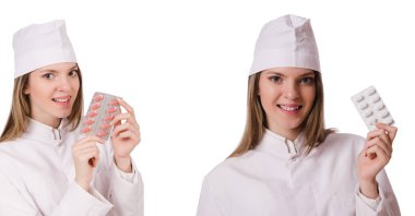 Kadın doktor beyazları izole etti.