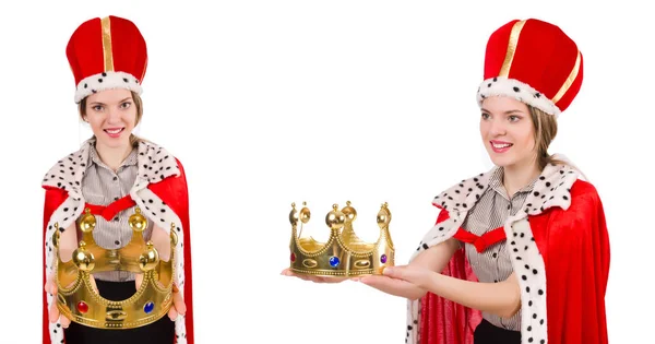 Beyaz izole kadın işkadını Kraliçe — Stok fotoğraf
