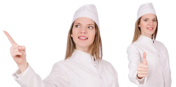 Jeune femme médecin isolé sur blanc — Photo