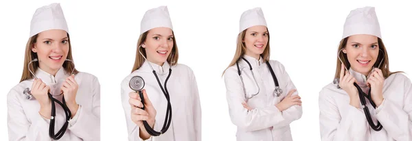 Jovem médico isolado em branco — Fotografia de Stock