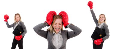 Beyaz eldivenli kadın iş kadını.