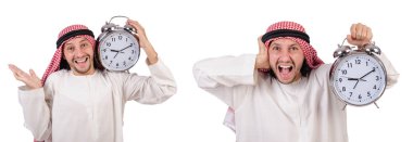 Arap adam beyaz üzerinde zaman kavramı