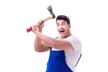 Komik tamirci beyaz izole