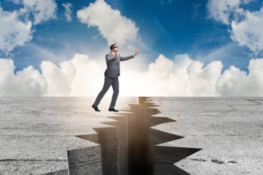 Belirsizlik kavramında gözü kapalı iş adamı