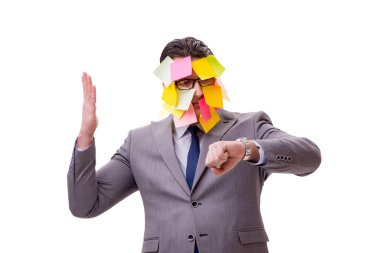 Birçok hatırlatıcıya sahip iş adamı beyazda izole edildi