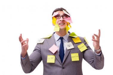 Birçok hatırlatıcıya sahip iş adamı beyazda izole edildi