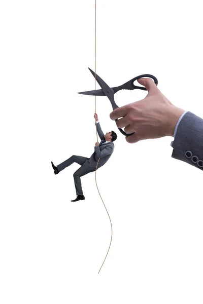 Ручне різання мотузки в концепції бізнес ризику — стокове фото