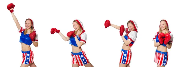 Boxer féminin isolé sur fond blanc — Photo