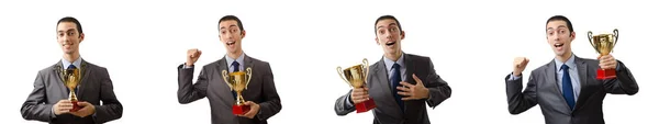 Collage de hombre de negocios recibiendo premio — Foto de Stock