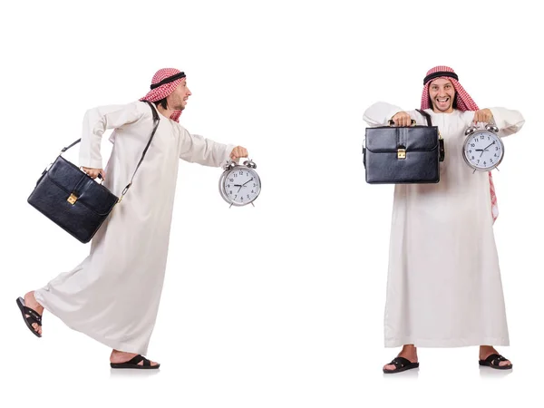 Arab man i tid koncept på vitt — Stockfoto