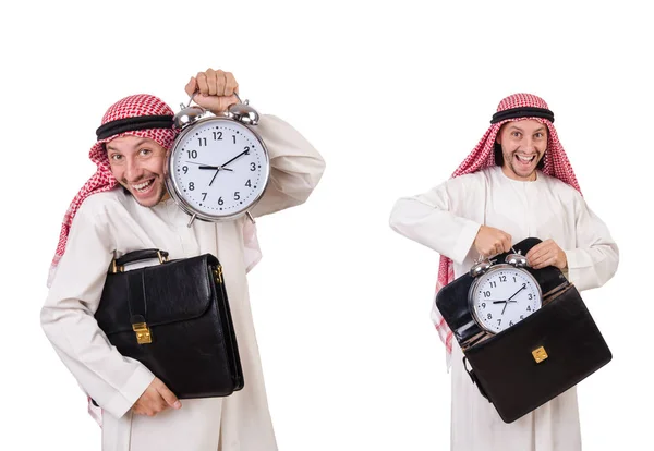 Arab man i tid koncept på vitt — Stockfoto