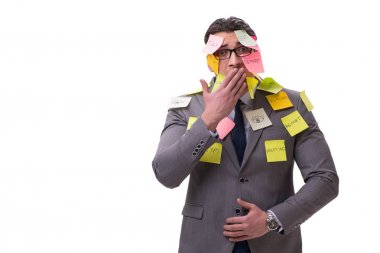 Birçok hatırlatıcıya sahip iş adamı beyazda izole edildi