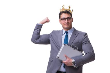 Kral işadamı beyaz arka planda izole edilmiş