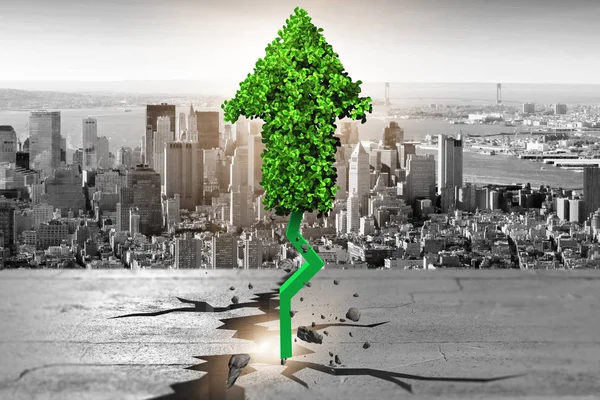 Grön pil pekande uppåt - 3D-rendering — Stockfoto