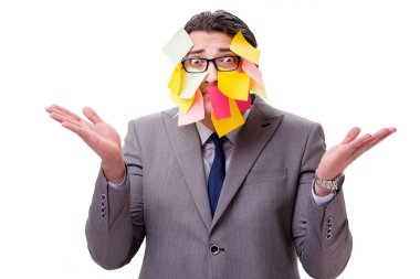 Birçok hatırlatıcıya sahip iş adamı beyazda izole edildi