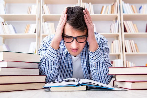 Giovane studente che studia con i libri — Foto Stock