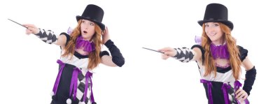 Sihirbaz kadın beyaz değnekle