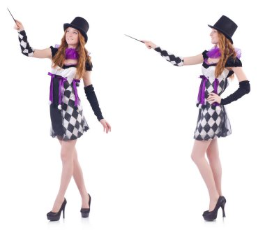 Sihirbaz kadın beyaz değnekle