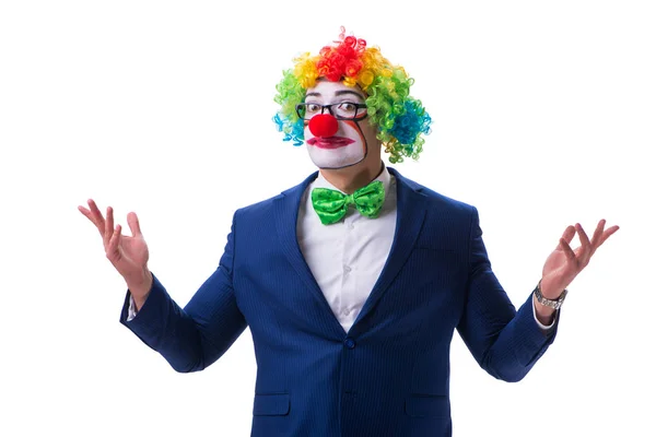 Rolig affärsman clown isolerad på vit bakgrund — Stockfoto