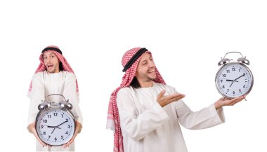 Arap adam beyaz üzerinde zaman kavramı