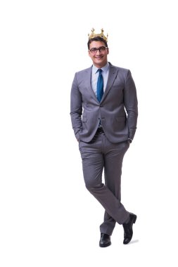 Kral işadamı beyaz arka planda izole edilmiş