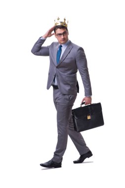 Kral işadamı beyaz arka planda izole edilmiş