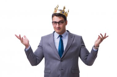 Kral işadamı beyaz arka planda izole edilmiş