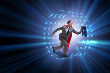 Hamster çarklı bir iş adamı dolarları kovalıyor.