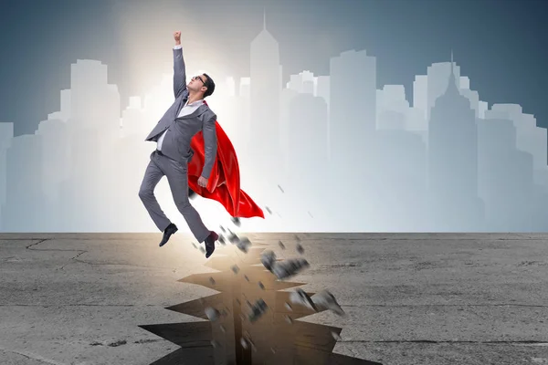 Superhjälte affärsman flyr från svåra situationer — Stockfoto