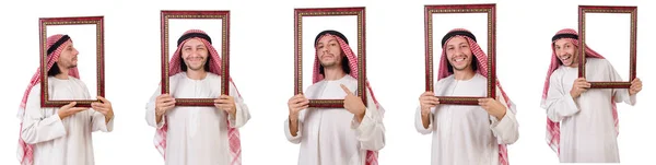 Араб с рамкой на белом — стоковое фото