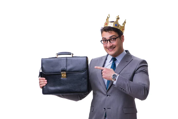 Koning zakenman geïsoleerd op witte achtergrond — Stockfoto