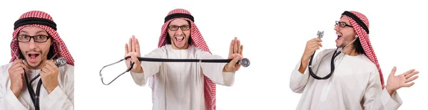 Arabische arts met stethoscoop op wit — Stockfoto