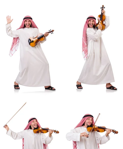 Arab man playing violing on white — Stock Photo, Image