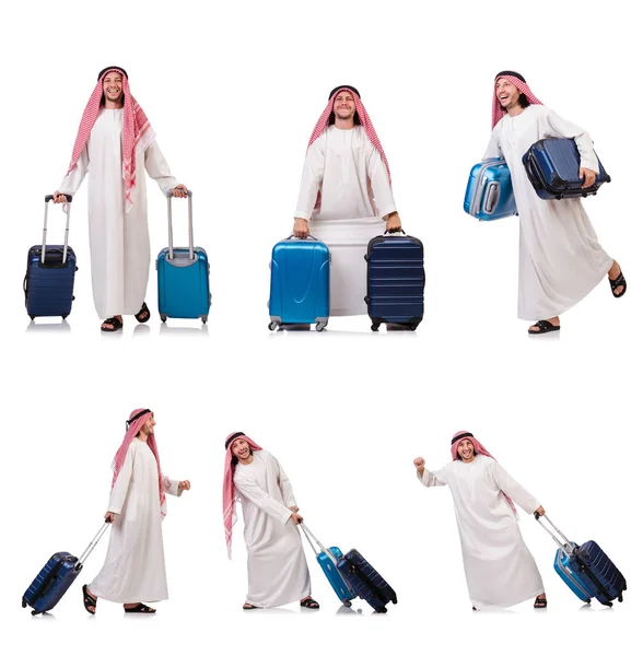 Araber mit Gepäck auf weiß — Stockfoto