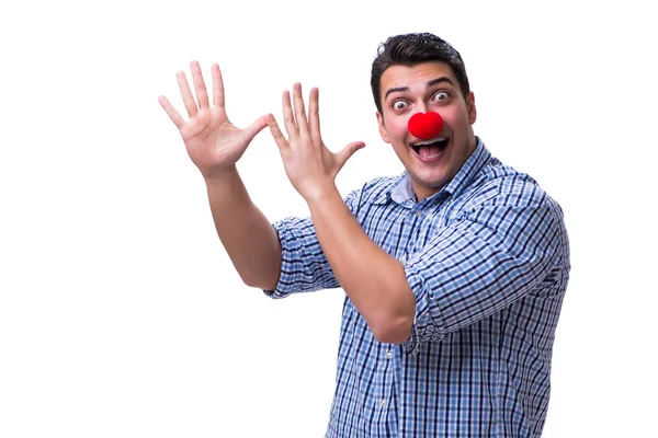 Rolig man clown isolerad på vit bakgrund — Stockfoto