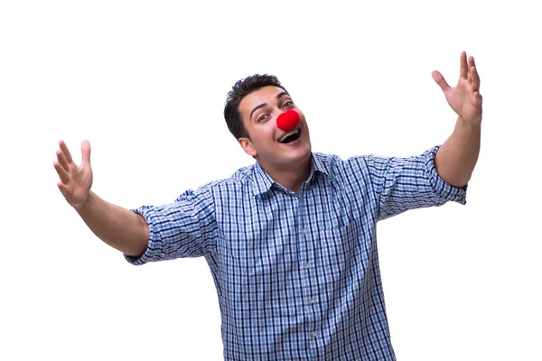 Lustige Mann Clown isoliert auf weißem Hintergrund — Stockfoto