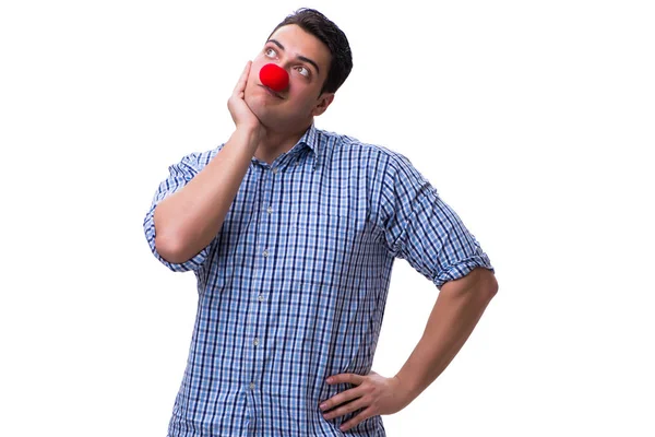 Beyaz arka planda izole komik bir palyaço.