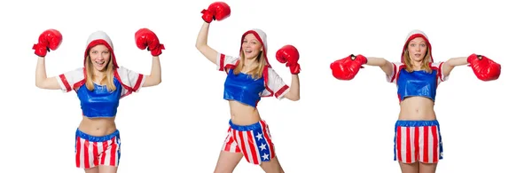 Female boxer isolated on the white background — Stock Photo, Image