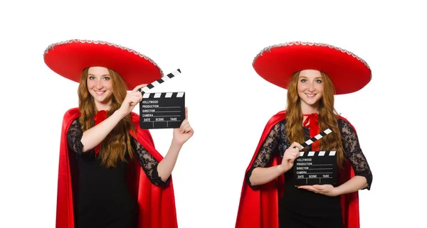 Funny mexican with movie board — Stock Photo, Image