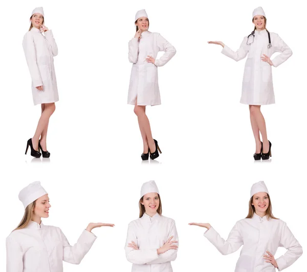 Jonge vrouw arts geïsoleerd op wit — Stockfoto