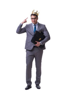 Kral işadamı beyaz arka planda izole edilmiş