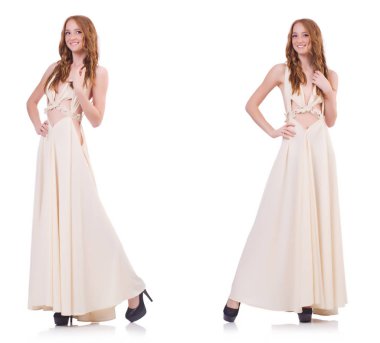 adam beyaz elbise üzerine beyaz izole