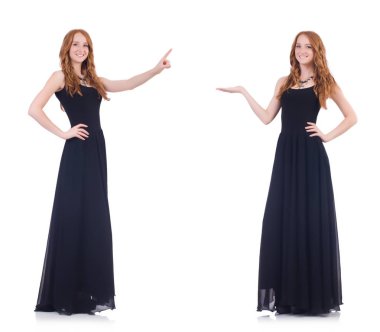 Beyaz arka planda izole edilmiş bir kadın