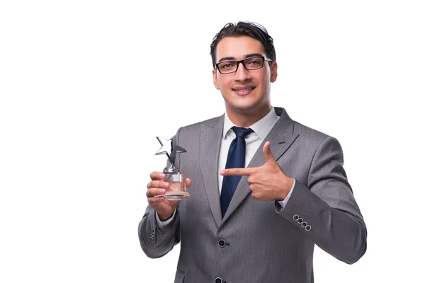 Affärsman som håller stjärna utmärkelse i affärsidé — Stockfoto