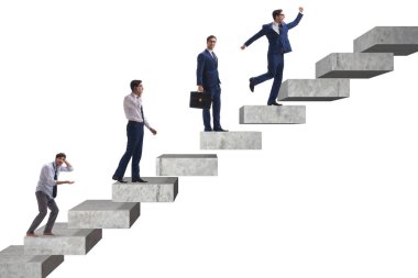 Erkeklerin aşamalarda ilerlediği iş konsepti