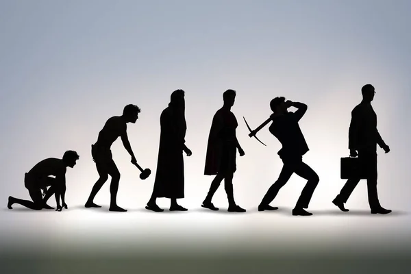 Progression of man mankind from ancient to modern — Stock Photo, Image