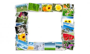 Çeşitli doğa fotoğrafları yapılmış çerçeve