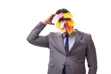 Birçok hatırlatıcıya sahip iş adamı beyazda izole edildi