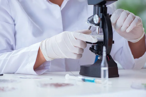 Pesquisadora cientista conduzindo uma experiência em um labora — Fotografia de Stock